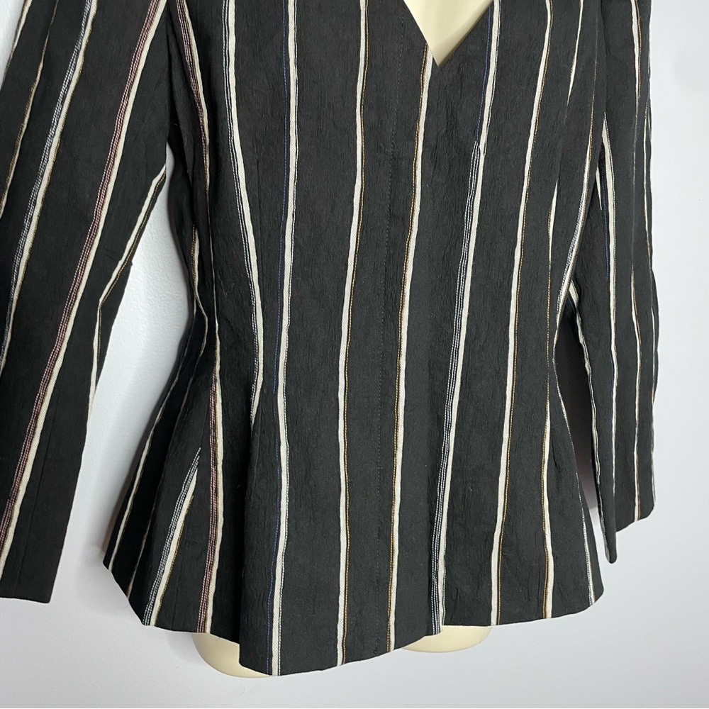 Protagonist  Black Striped V Neck Jacket - Picture 3 of 14